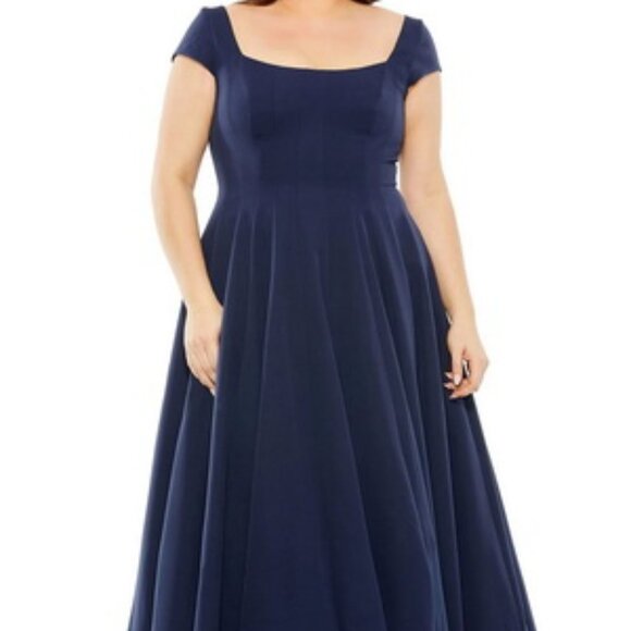 Mac Duggal Blue Classic Cap Sleeve Ball Gown - Picture 1 of 5